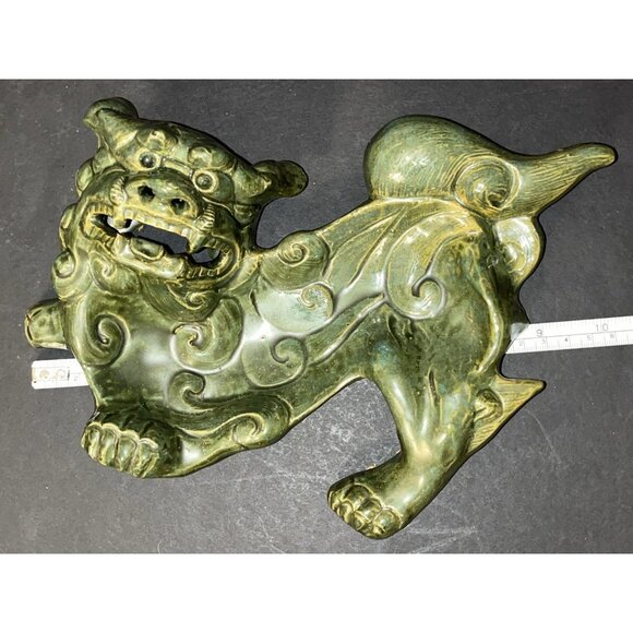 Vtg Chinese Foo Dog Ashtray Trinket Soap Dish Majolica Clay 1950s Tobacciana - Picture 4 of 5